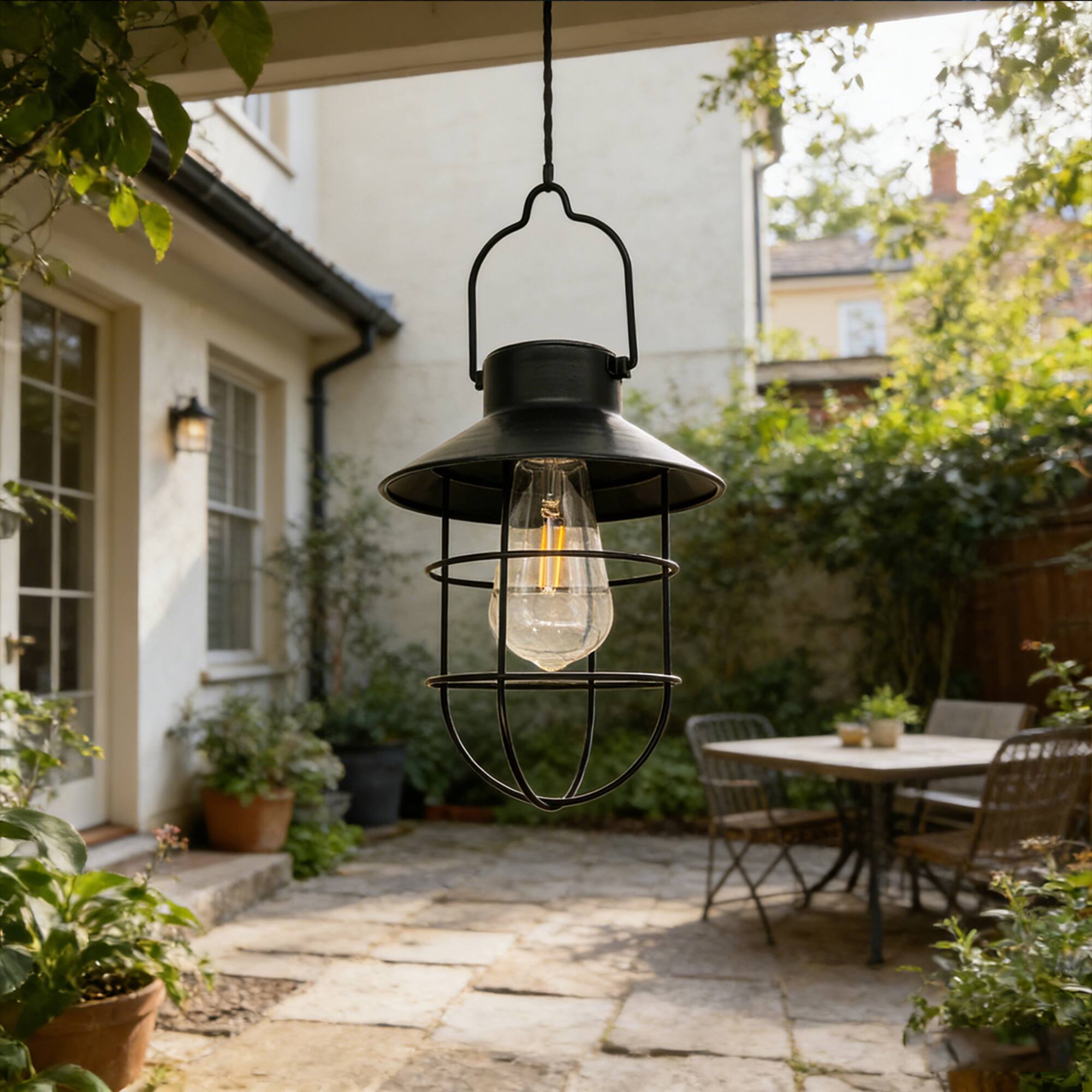 Black Hanging Solar LED Lantern by Ashland®